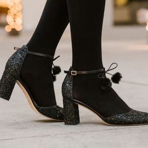 Kate Spade Abigail Black Glitter Pumps Heels